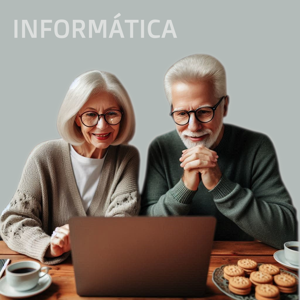 Pareja de adultos mayores utilizando una computadora